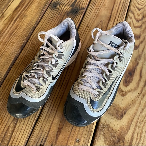 Nike BSBL Huarache Gray Black Cleats size 6Y athletic baseball shoes - Picture 1 of 8